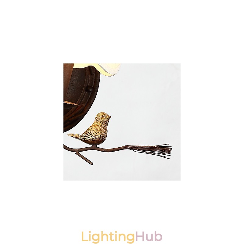 North Amercian Vintage Metal with Resin Bird and Pine Cone Wall Lamp Fit for the Living Room Dining Room Wall Light