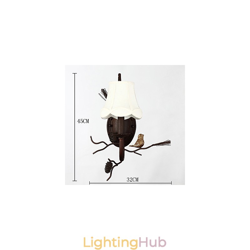 North Amercian Vintage Metal with Resin Bird and Pine Cone Wall Lamp Fit for the Living Room Dining Room Wall Light
