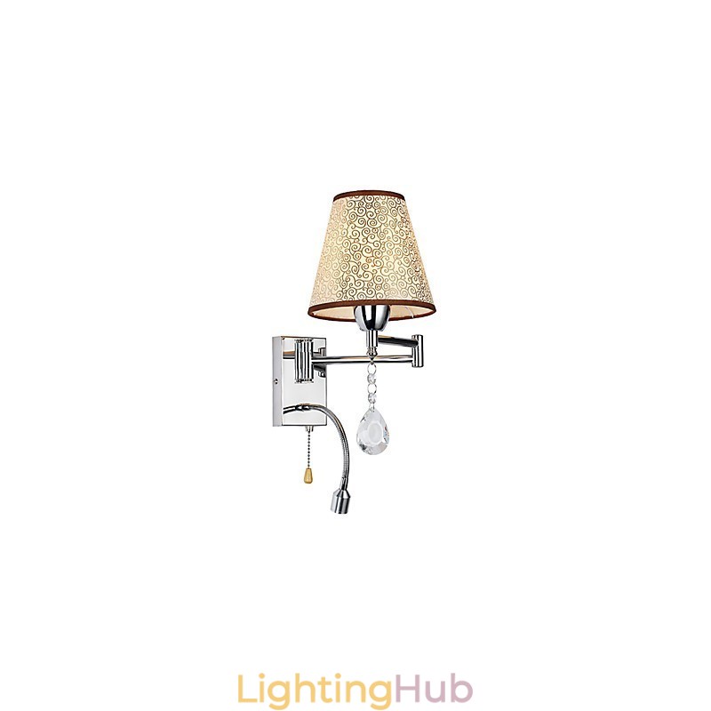 Wall Lamp for Bedroom Reading Lamp Fabric Lamp Modern Comtemporary Country Chrome Feature for Crystal Swing Arm