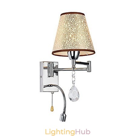 Wall Lamp for Bedroom Reading Lamp Fabric Lamp Modern Comtemporary Country Chrome Feature for Crystal Swing Arm
