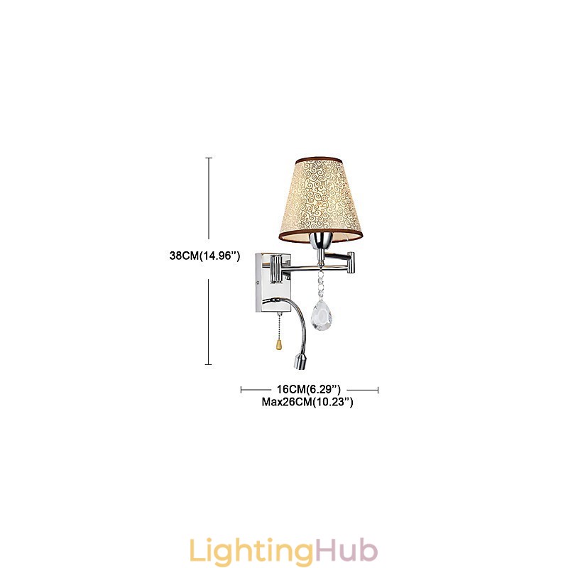 Wall Lamp for Bedroom Reading Lamp Fabric Lamp Modern Comtemporary Country Chrome Feature for Crystal Swing Arm