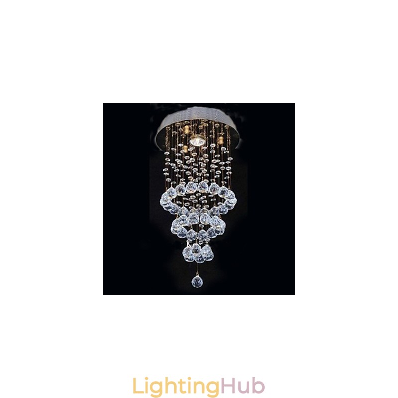 Modern Contemporary Crystal Electroplated Metal Flush Mount