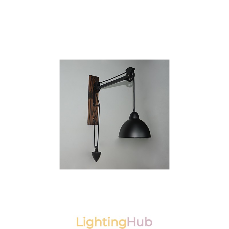 American country style wall lamp retro creative Wooden pulley wall lamp