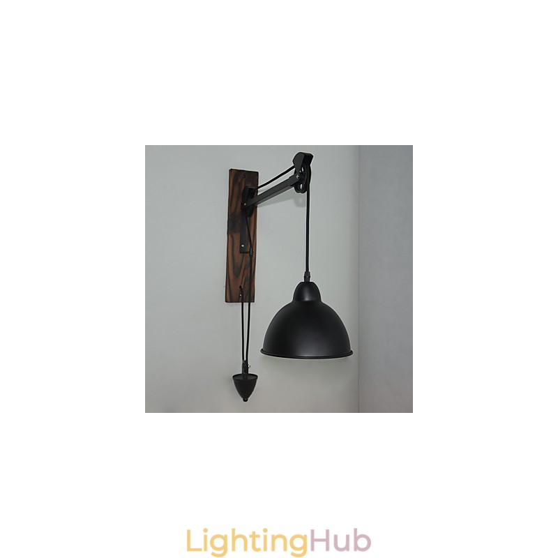 American country style wall lamp retro creative Wooden pulley wall lamp