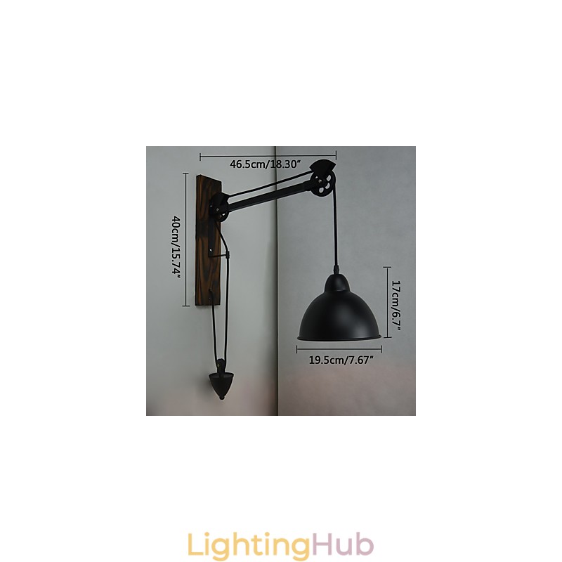 American country style wall lamp retro creative Wooden pulley wall lamp