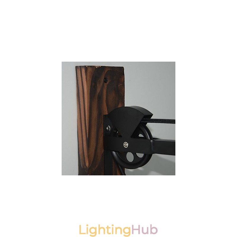 American country style wall lamp retro creative Wooden pulley wall lamp