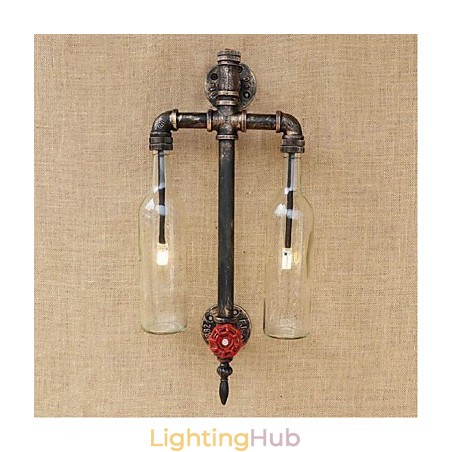 American Themed Restaurant Bar Iron With Switch Water Pipe Wine Bottle Wall Lamp Transparent American Themed Restaurant Bar Iron With Switch Water Pipe Wine Bottle Wall Lamp Transparent
