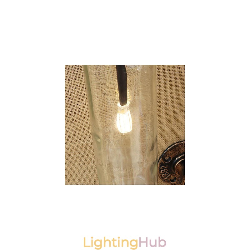 American Themed Restaurant Bar Iron With Switch Water Pipe Wine Bottle Wall Lamp Transparent
