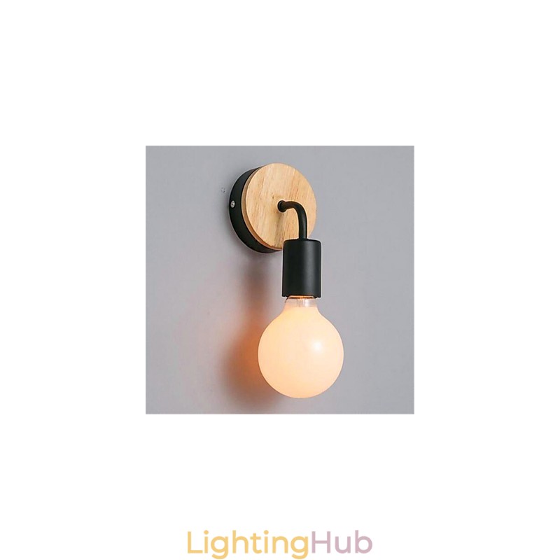 Modern Minimalist Creative Personality Wood Iron Lamp Corridor Balcony Bedroom Bedside Iron Wall Lamp