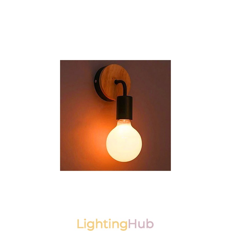 Modern Minimalist Creative Personality Wood Iron Lamp Corridor Balcony Bedroom Bedside Iron Wall Lamp