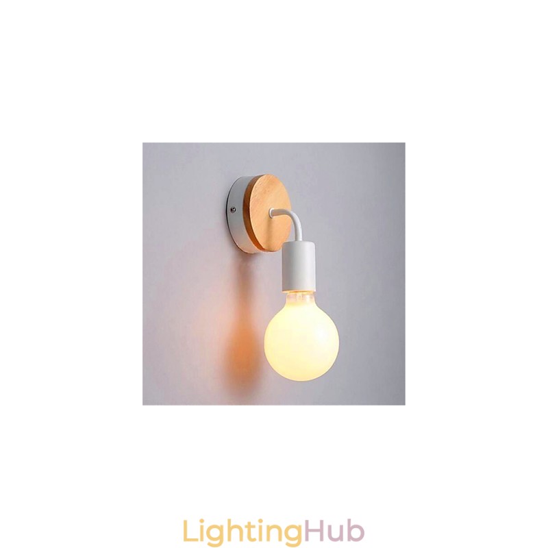 Modern Minimalist Creative Personality Wood Iron Lamp Corridor Balcony Bedroom Bedside Iron Wall Lamp