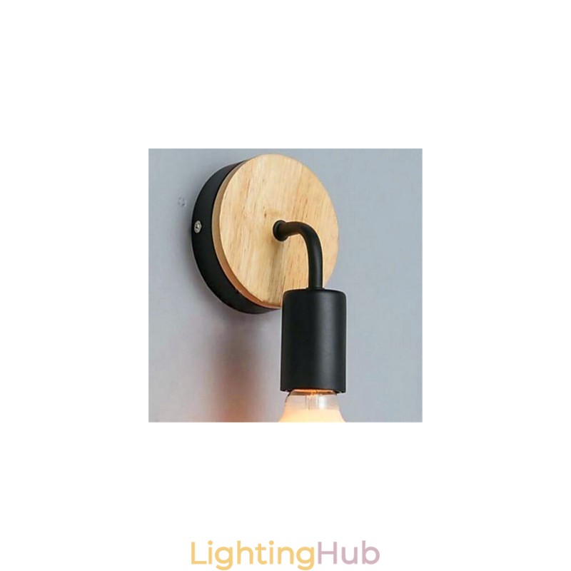 Modern Minimalist Creative Personality Wood Iron Lamp Corridor Balcony Bedroom Bedside Iron Wall Lamp