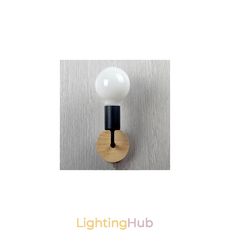Modern Minimalist Creative Personality Wood Iron Lamp Corridor Balcony Bedroom Bedside Iron Wall Lamp