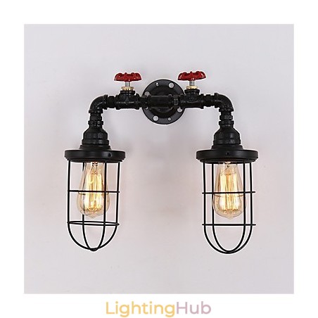 2 Heads Retro Industrial Pipe Wall Lights Simple Loft Black Birdcage Metal Dining Room Kitchen Bar Cafe Decoration lighting 2 Heads Retro Industrial Pipe Wall Lights Simple Loft Black Birdcage Metal Dining Room Kitchen Bar Cafe Decoration lighting