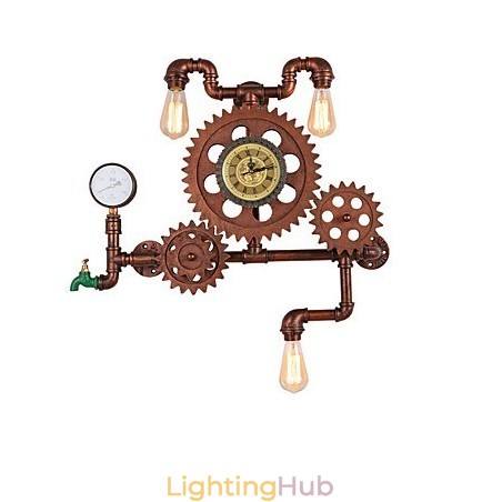 Vintage Industrial Pipe Wall Lights Wood Gear Shape Creative turnable Lights Restaurant Cafe Bar Decoration lighting Vintage Industrial Pipe Wall Lights Wood Gear Shape Creative turnable Lights Restaurant Cafe Bar Decoration lighting