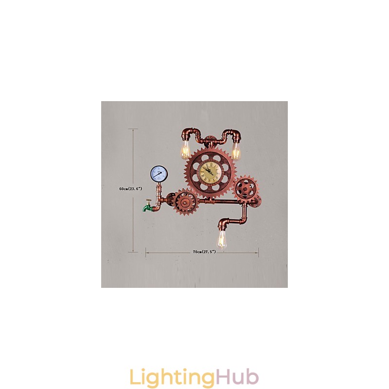 Vintage Industrial Pipe Wall Lights Wood Gear Shape Creative turnable Lights Restaurant Cafe Bar Decoration lighting