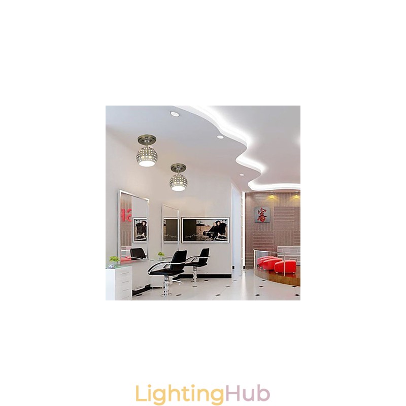 Modern Contemporary Mini Style Electroplated Metal Flush Mount