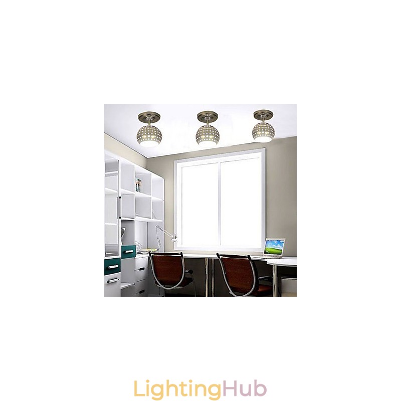 Modern Contemporary Mini Style Electroplated Metal Flush Mount