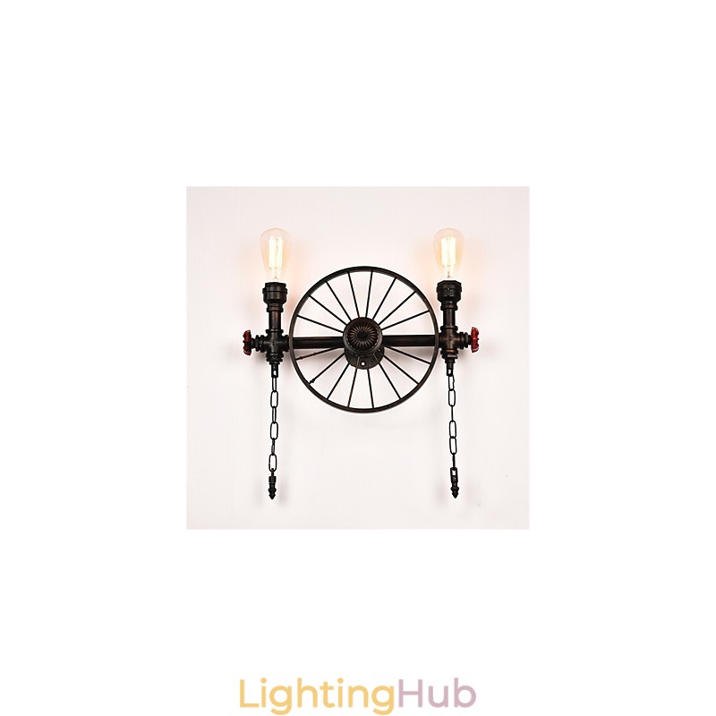 Vintage Industrial Pipe Wall Lights Creative Lights Restaurant Cafe Bar Decoration lighting With 2 Light Painted Finish