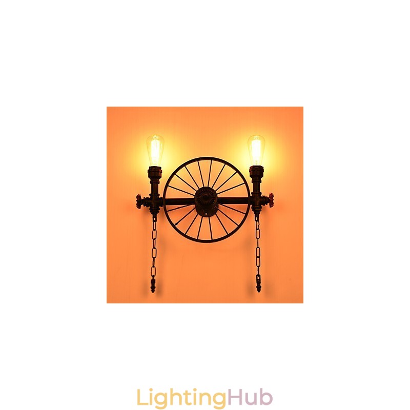 Vintage Industrial Pipe Wall Lights Creative Lights Restaurant Cafe Bar Decoration lighting With 2 Light Painted Finish