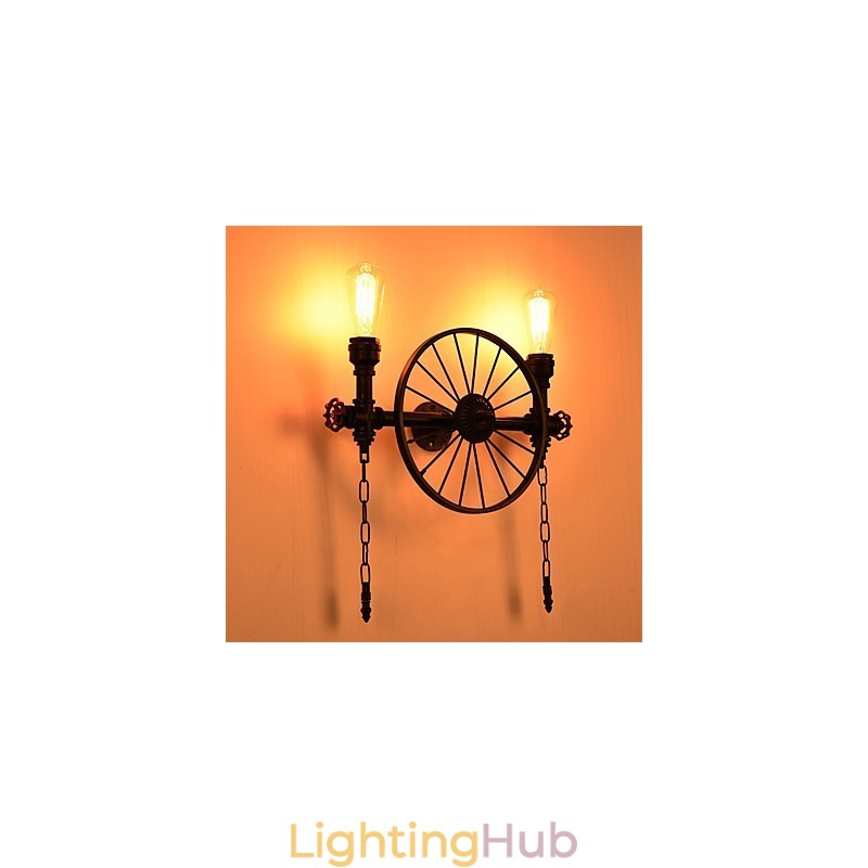 Vintage Industrial Pipe Wall Lights Creative Lights Restaurant Cafe Bar Decoration lighting With 2 Light Painted Finish