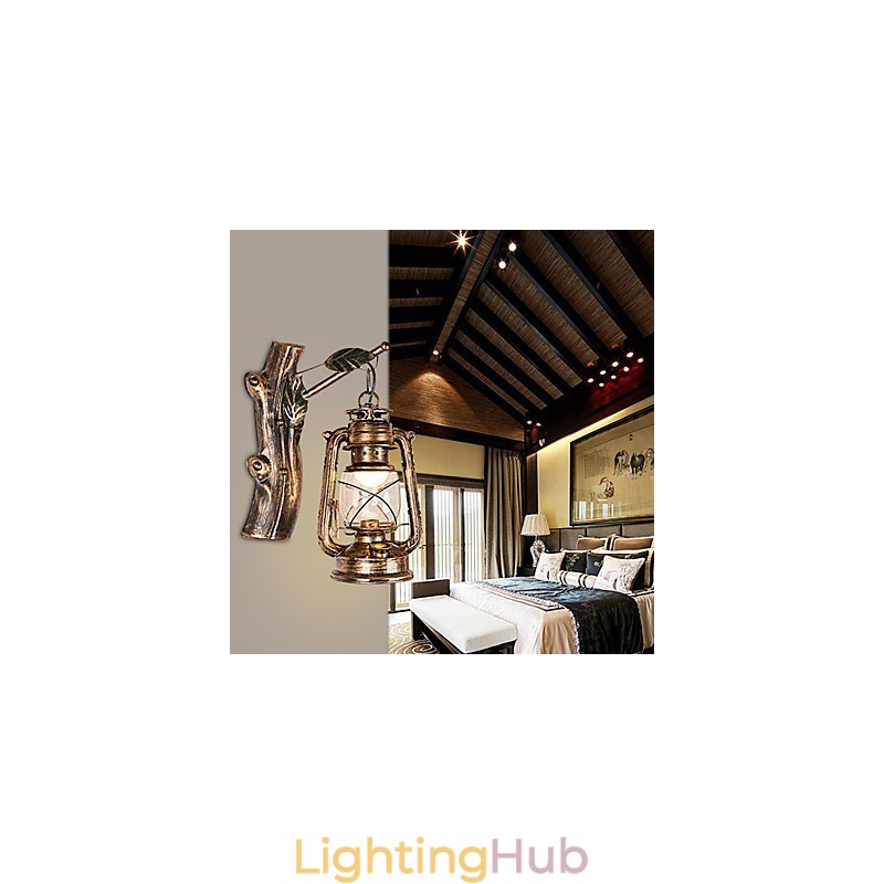 Rustic Lodge Painting Feature for Mini Style Uplight Wall Sconces Wall Light