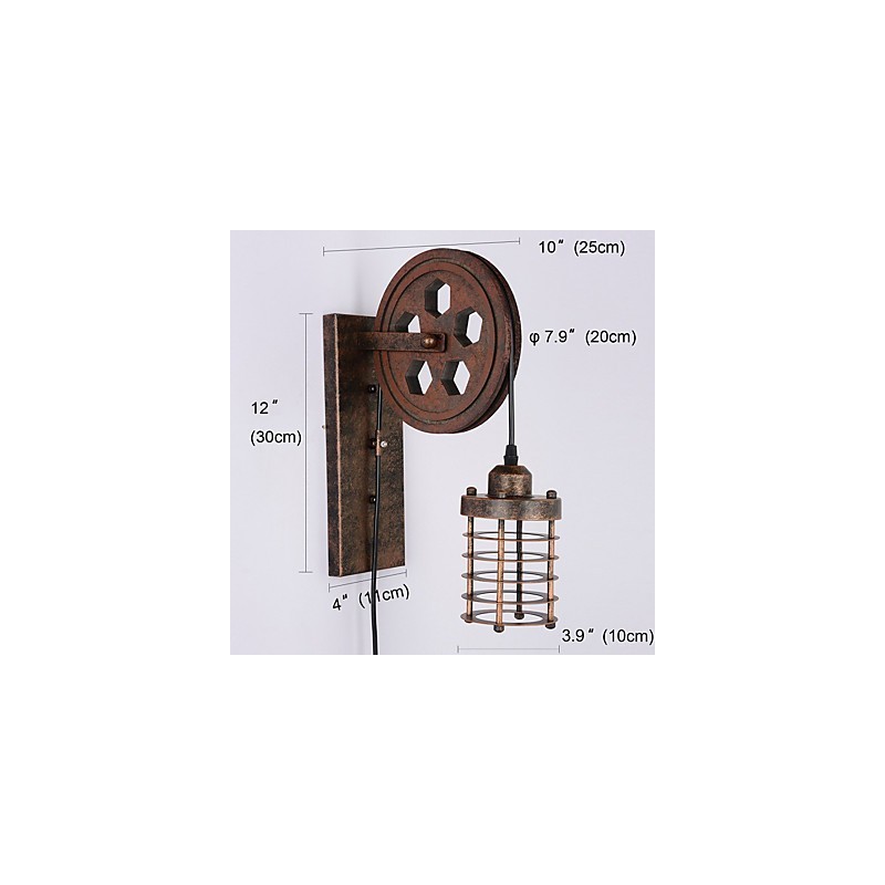 Industrial Retro Iron Wall Lamp Creative Personality Lift Pulley Wall Lamp