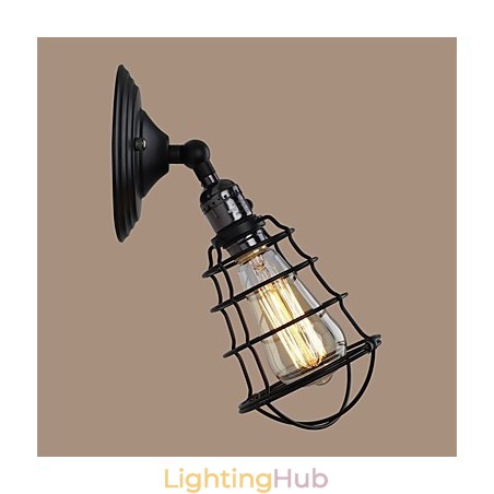 With switch Vintage 1 Light Industrial Black Metal Cage Loft Wall Lamp Living Room Dining Room Hallway Cafe Bars Bar Wall Sconce With switch Vintage 1 Light Industrial Black Metal Cage Loft Wall Lamp Living Room Dining Room Hallway Cafe Bars Bar Wall Sconce