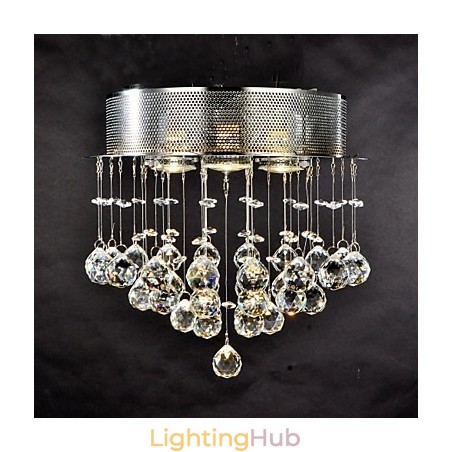 Traditional Classic Crystal Chrome Metal Flush Mount Traditional Classic Crystal Chrome Metal Flush Mount