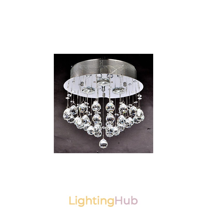 Traditional Classic Crystal Chrome Metal Flush Mount