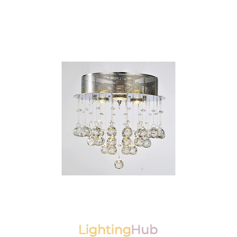 Traditional Classic Crystal Chrome Metal Flush Mount