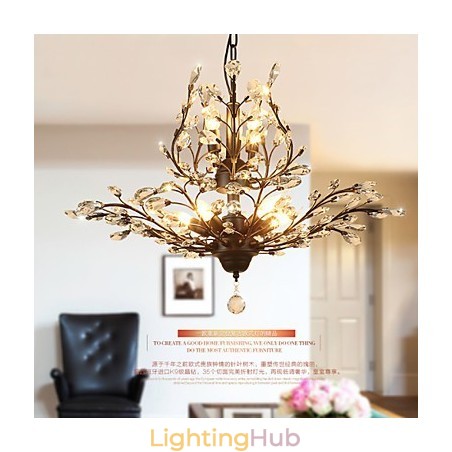 Vintage Crystal Flush Mount 8 Lights Metal Painting Black OR Gold Vintage Crystal Flush Mount 8 Lights Metal Painting Black OR Gold
