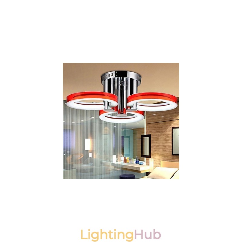 Modern Contemporary Chrome Metal Chandelier Flush Mount