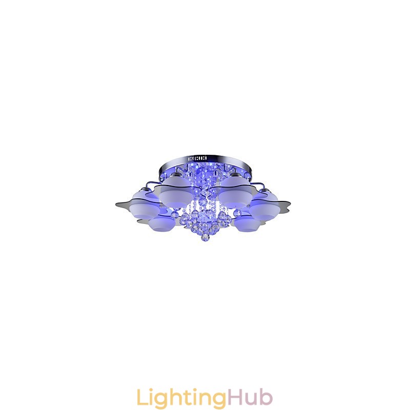 Remoter Control 7 Lights with Blue Redss Modern Ceiling Light Flush Mount