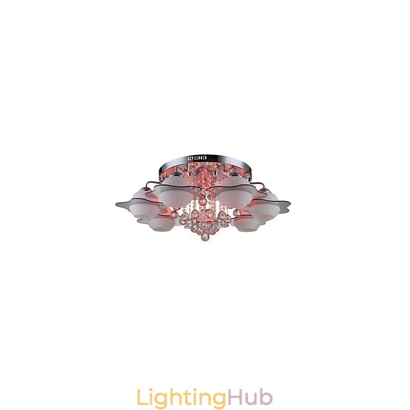 Remoter Control 7 Lights with Blue Redss Modern Ceiling Light Flush Mount