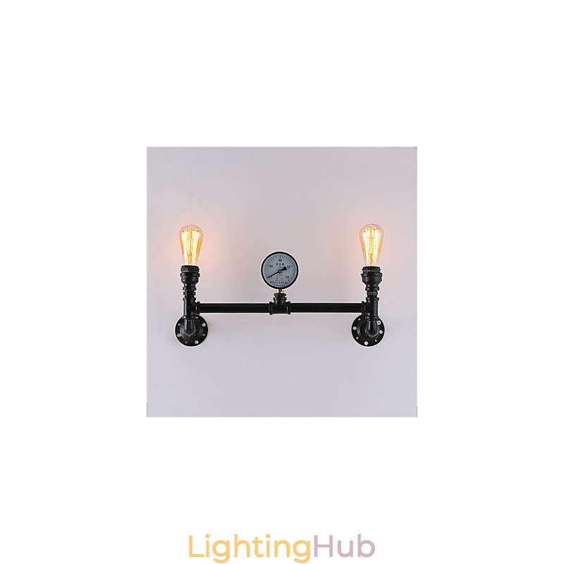 Vintage Industrial Pipe Wall Lights Black Creative Lights Restaurant Cafe Bar Decoration lighting With 2 Light Painted Finish