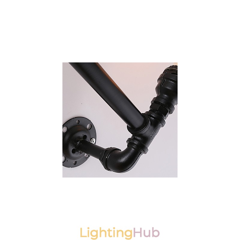 Vintage Industrial Pipe Wall Lights Black Creative Lights Restaurant Cafe Bar Decoration lighting With 2 Light Painted Finish