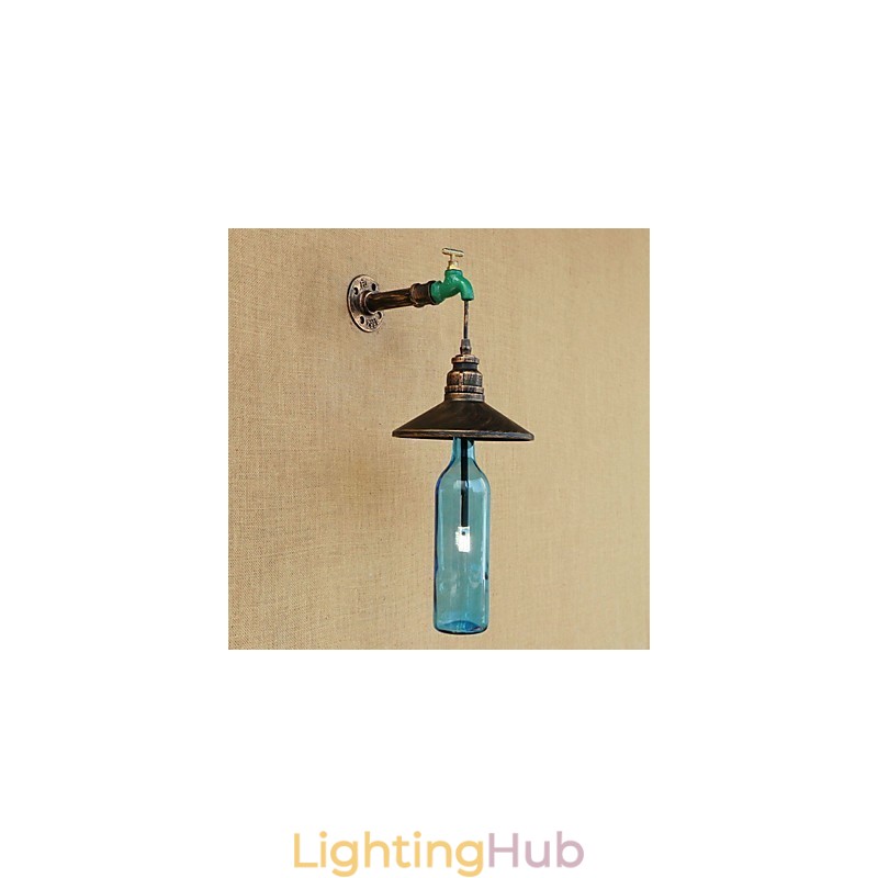 Iron Pipe Retro Bar Hotel Decoration Pipe Bottle Wall Lamp