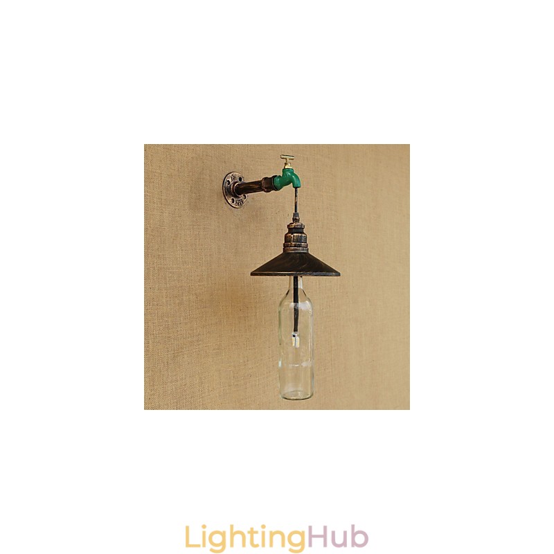 Iron Pipe Retro Bar Hotel Decoration Pipe Bottle Wall Lamp