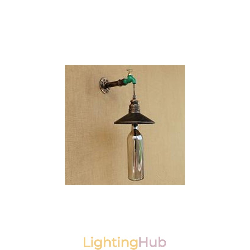 Iron Pipe Retro Bar Hotel Decoration Pipe Bottle Wall Lamp