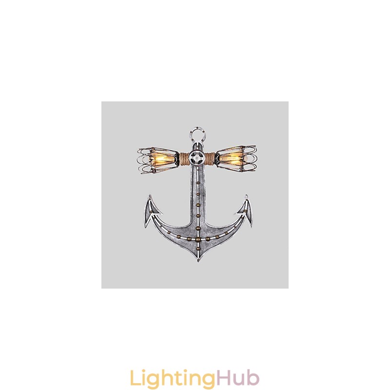 Vintage Industrial Wall Lights Wood Boat Anchor Shape Creative Restaurant Cafe Bar Decoration lighting