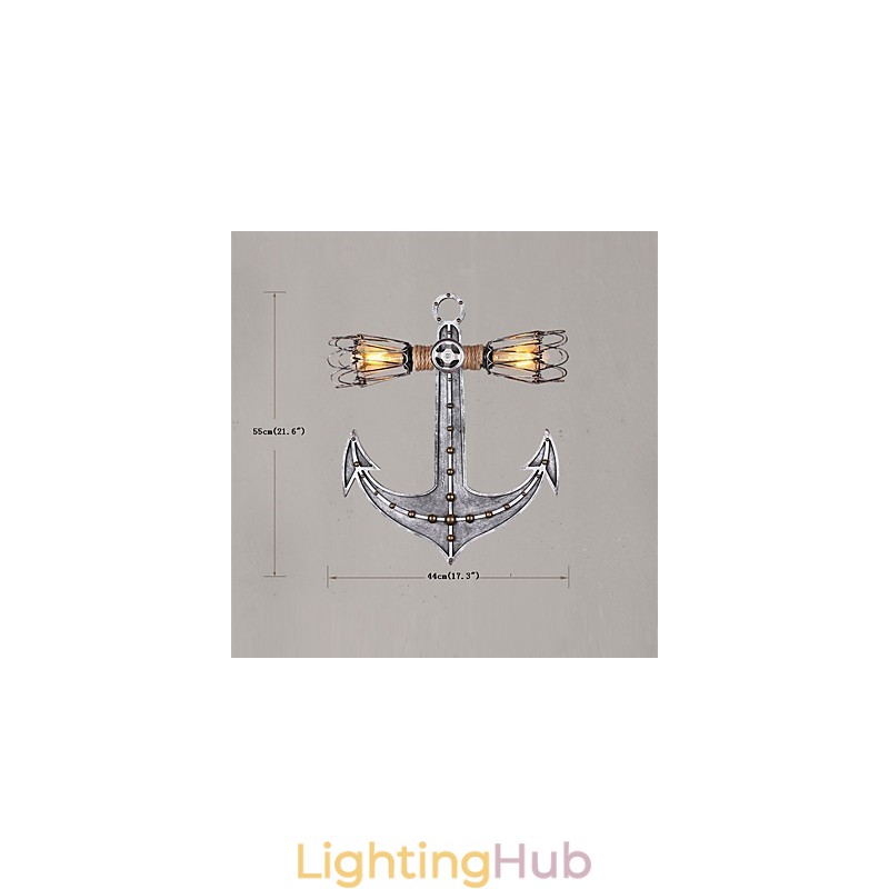 Vintage Industrial Wall Lights Wood Boat Anchor Shape Creative Restaurant Cafe Bar Decoration lighting