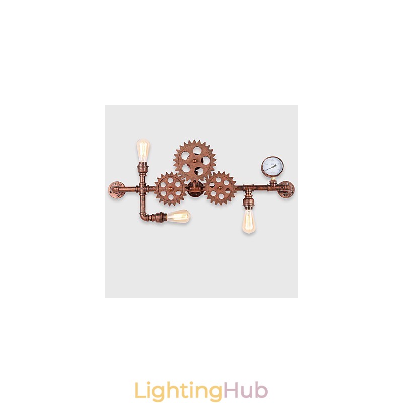 Vintage Industrial Pipe Wall Lights Wood Helm Shape Creative turnable Lights Restaurant Cafe Bar Decoration lighting
