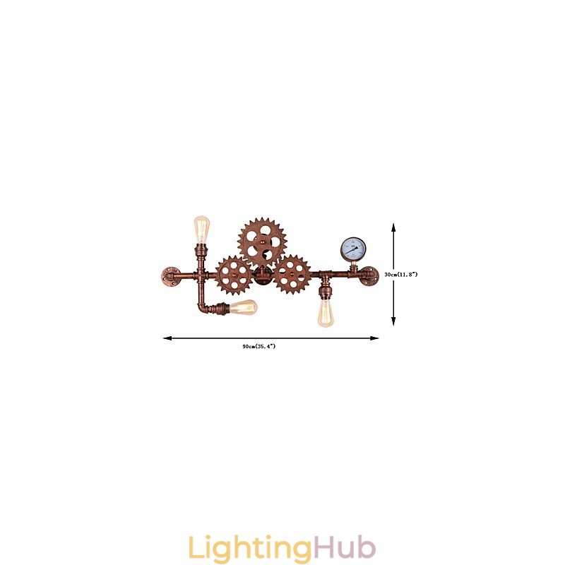 Vintage Industrial Pipe Wall Lights Wood Helm Shape Creative turnable Lights Restaurant Cafe Bar Decoration lighting