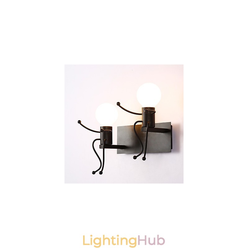 Robot shape Vintage Metal Industrial Loft Rustic Wall Sconce Bar Cafe Entry Hallway Wall Lamp Black White Optional