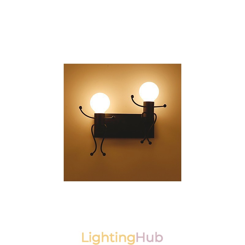 Robot shape Vintage Metal Industrial Loft Rustic Wall Sconce Bar Cafe Entry Hallway Wall Lamp Black White Optional