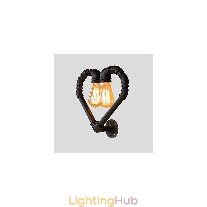 Vintage Water Pipe Loving Heart Creative Wall Lights Industrial Living Room Restaurant Bars Cafe decoration Wall Sconces