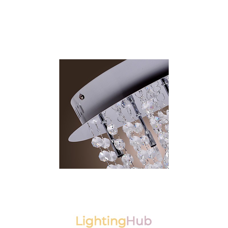 Modern Contemporary Crystal Chrome Metal Flush Mount
