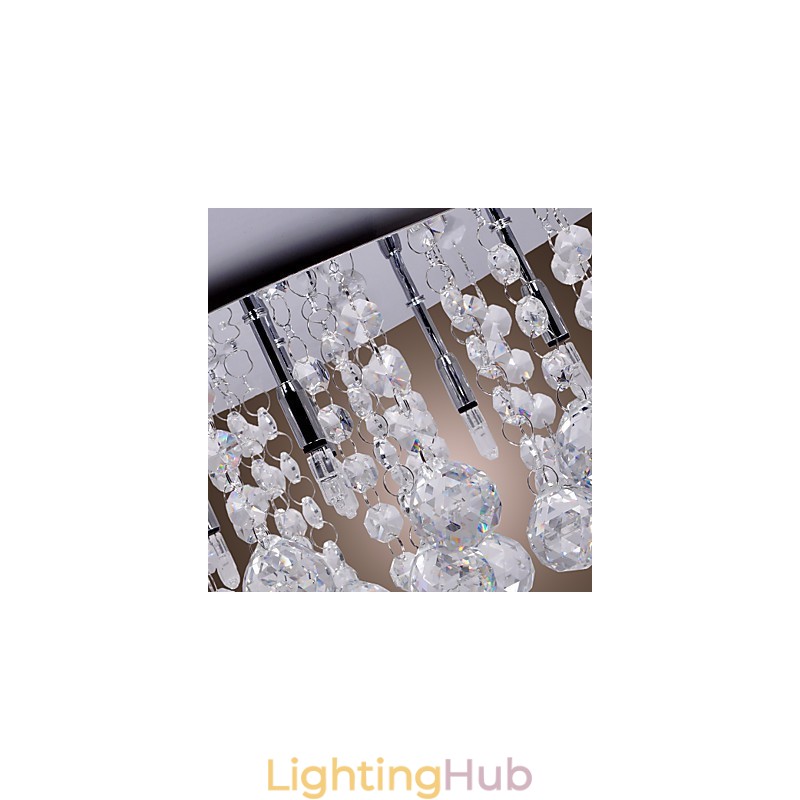 Modern Contemporary Crystal Chrome Metal Flush Mount