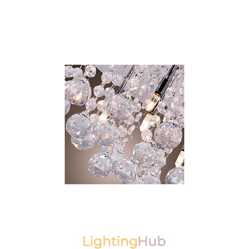 Modern Contemporary Crystal Chrome Metal Flush Mount